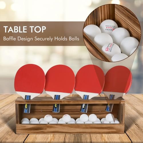 Sunix Std Rustic Wall-Mounted Ping Pong Paddle & Ball Storage Rack