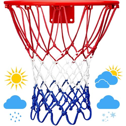 Heavy Duty Basketball Net Replacement - 12 Loops, Red White Blue