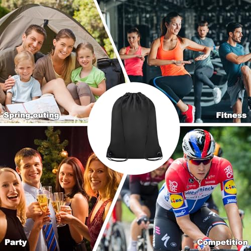 Large Drawstring Backpack - 2PCS Cinch Bag for Gym, Travel, Black