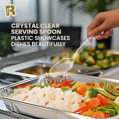 Heavy Duty Clear Plastic Serving Spoons - 8.5 Inch, 12 Pack