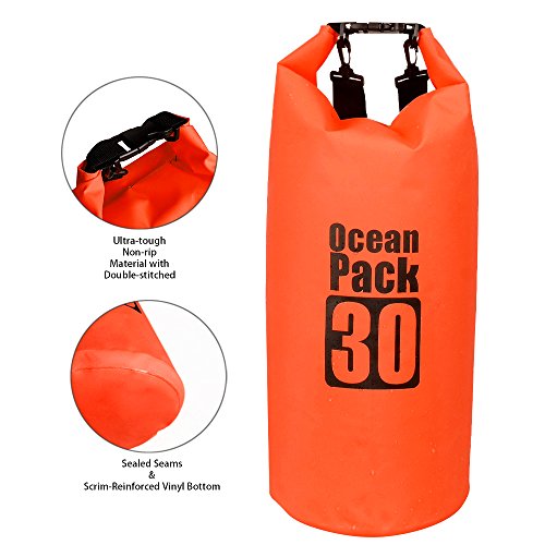 2L Lightweight Waterproof Dry Sack for Boating, Kayaking, Hiking - Orange
