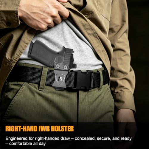 Warriorland IWB Holster with Optic Cut for Glock 43X/43X MOS/43/48 - Black, Right-Hand