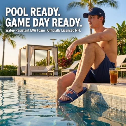 Chicago Bears X-Large Slides for Men - Water Resistant EVA Foam Sandals