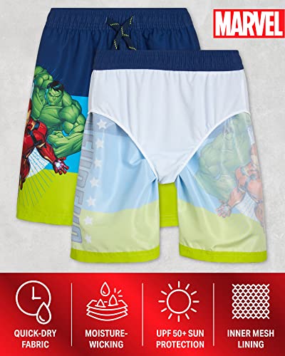 Spider-Man Avengers Swim Trunks for Boys - UPF 50, 3T Navy Multi Stripe