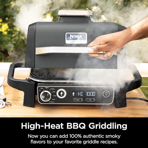 Ninja Woodfire 14.6x11x2.2 in Outdoor Flat Top Griddle Plate for OG700 Series – Ceramic Coated, Black/Grey