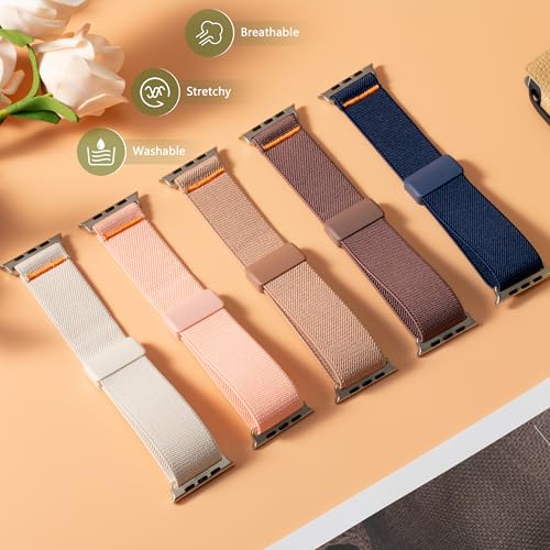 Nylon Elastic Solo Loop Watch Band with Magnetic Clasp - Gray, 49mm