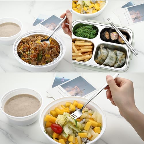 Travel Utensils Set - 4 Pcs Stainless Steel Fork, Spoon & Chopsticks - Green
