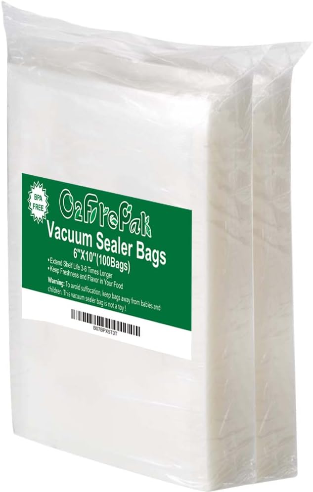 O2frepak Vacuum Sealer Bags - 100 Pint, 6" x 10" | BPA-Free & Puncture-Resistant for Sous Vide