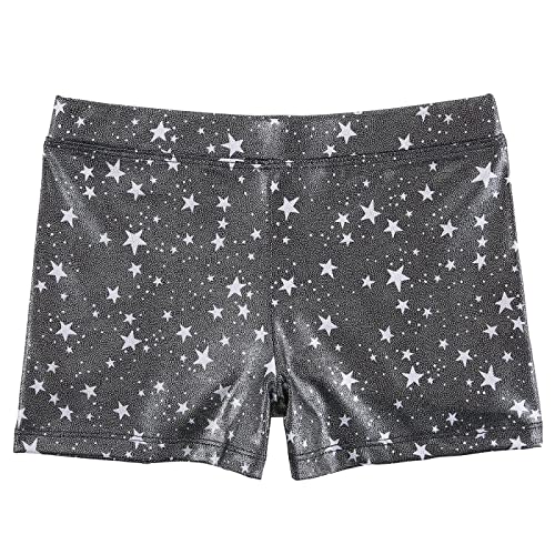 Gymnastics Shorts for Girls - Glitter Sparkle Tumbling Bottoms - Starry Black