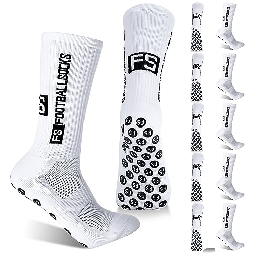 Men Women Soccer Grip Socks - Non-Slip Athletic Performance 6 Pairs