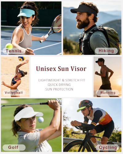 ROYBENS White Sun Visor for Women & Men Summer Lightweight Sports Hat