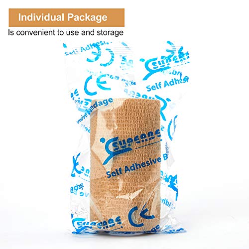 Self-Adhesive Cohesive Bandage Tape 4 Inch 12 Rolls – Medical Wrap for Humans & Pets