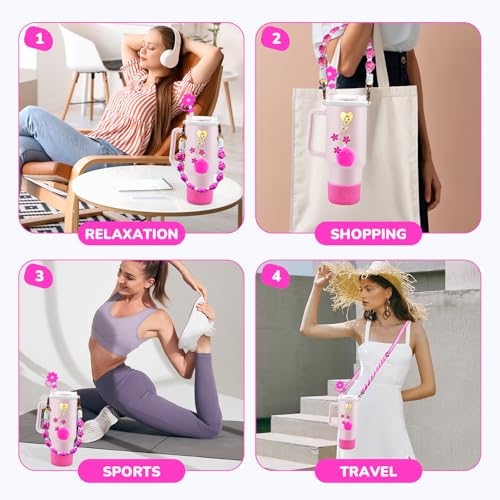 Stanley Cup Accessories Set - Rose Water Bottle Straps & Charms