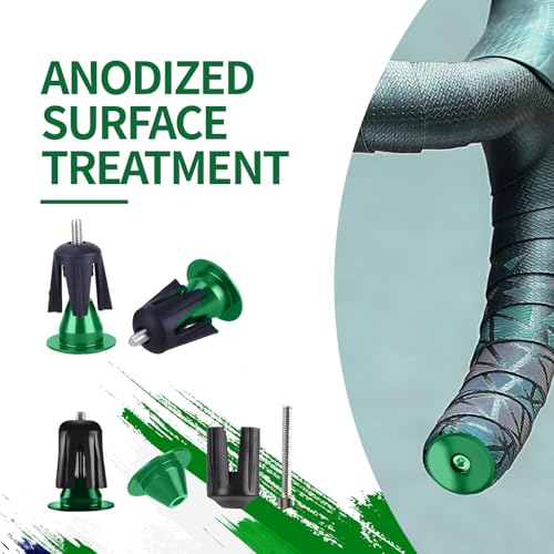 Aluminum Bike Handlebar End Caps - 2 Pack, Green