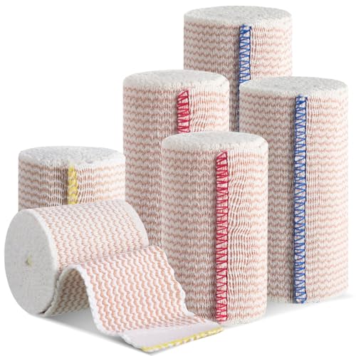6-Pack Elastic Compression Bandage Wraps for Legs & Arms