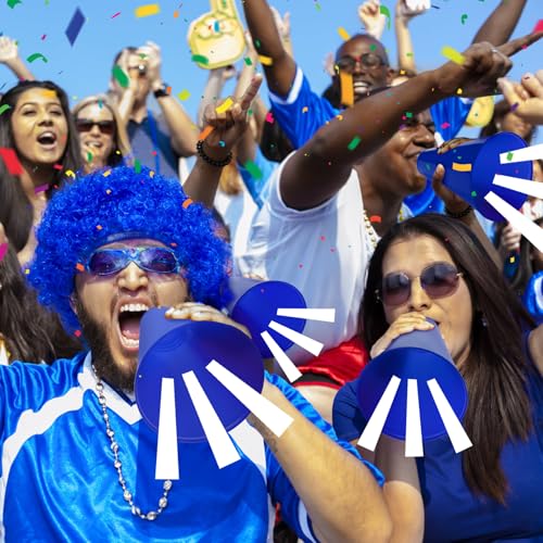 12 Pack Blue Cheer Megaphones - Party Noisemakers for Events