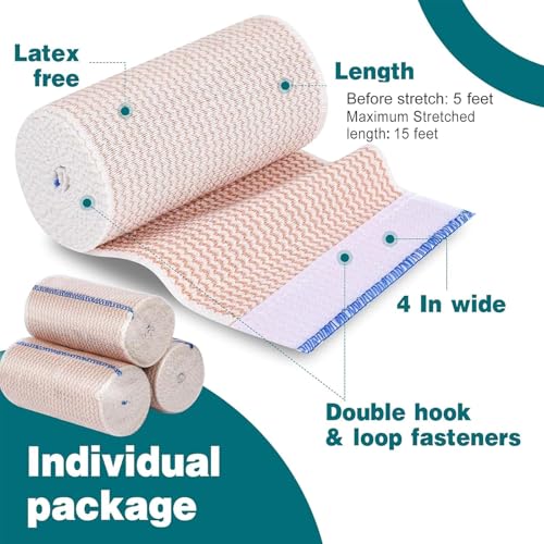Premium Elastic Compression Bandage Wrap - 4 Inch, 2 Pack