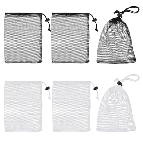 6-Pack Small Nylon Mesh Drawstring Bags - 7.87 x 5.9 Inch