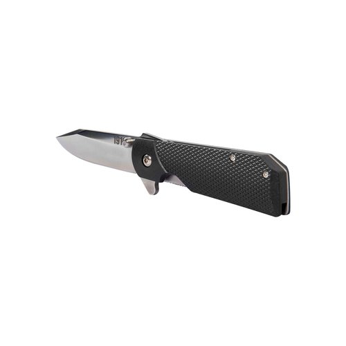 Cold Steel 1911 Folding Knife with Liner Lock, Checkered Griv-Ex Handle, Ambidextrous Pocket Clip, and Flipper, Silver & Black