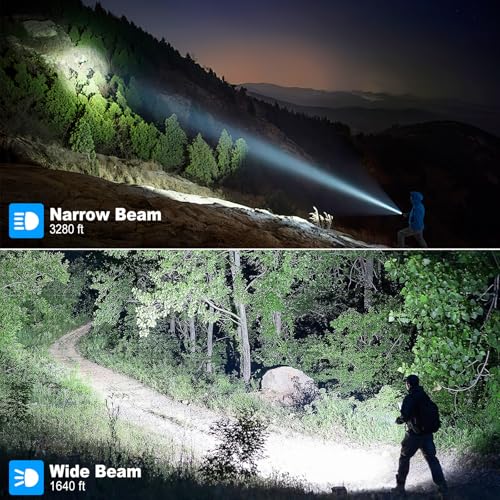 Cinlinso Rechargeable LED Flashlights 90000 High Lumens 2 Pack, Super Bright Flash Light with 7 Modes, IPX7 Waterproof, Powered Handheld Flashlight for Home Camping Emergencies