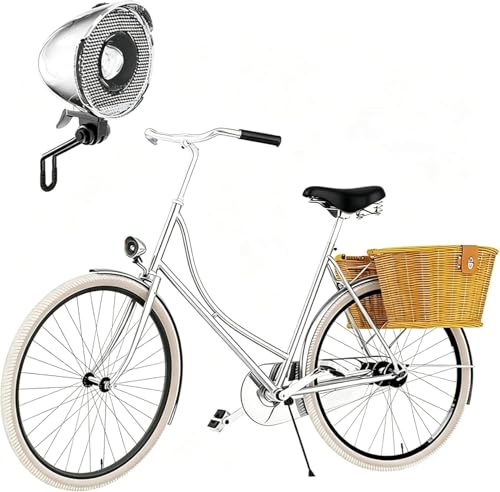 G2FS LITH Silver Vintage Bicycle Light - 350 Lumen Retro Front Headlight with Bracket