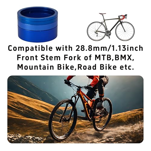 Aluminum Alloy Bicycle Headset Spacers - 8PCS Adjustable Blue