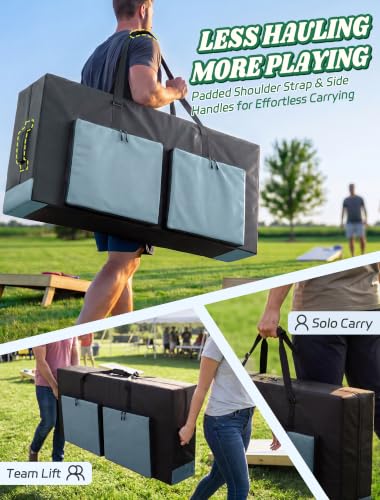 Trymaker Cornhole Carrying Case for 4' x 2' Boards with Pockets & Adjustable Strap