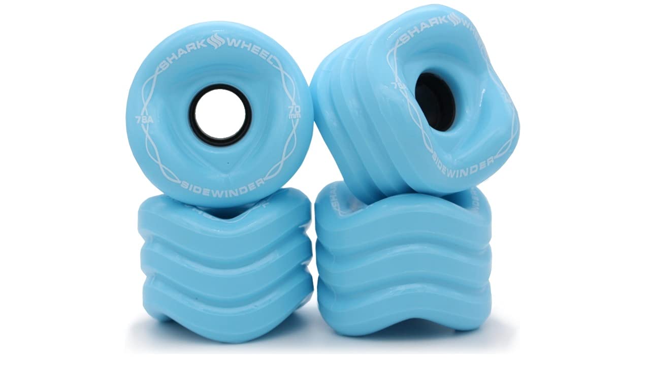 Shark Wheel Skating Wheels, Sidewinder 70mm 78a Longboard Wheels, Shark Longboarding Wheels (Ice Blue, 70mm)