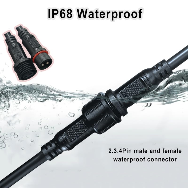 NEWNEWLIU 2Pin Waterproof Connector,2 Wire Electrical Connector,with 18AGW 20CM Male Female Plug LED Connector,for Car,Truck,Boat,Indoor/Outdoor LED Strip Lights(4Pairs)