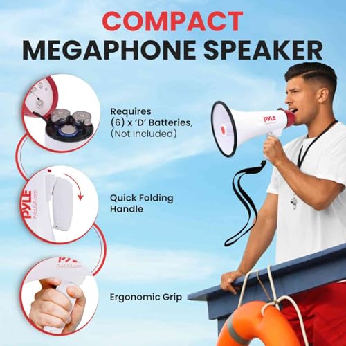 Megaphone Speaker with Siren - 1000 Feet Range, 40W Power