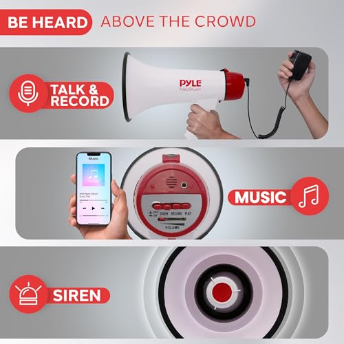 Megaphone Bullhorn Speaker with Siren - 40 Watts, 1400 Yards