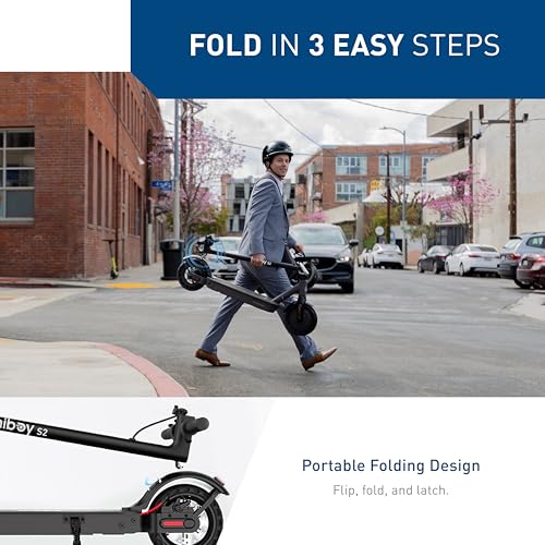 Electric Scooter with 8.5" Solid Tires - 19 MPH, 17 Miles Range - Dark Black