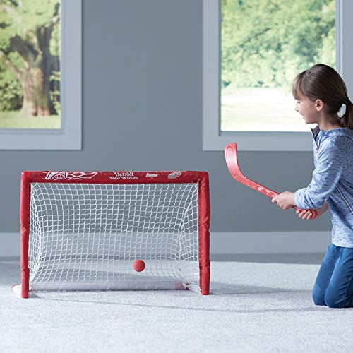 NHL Mini Hockey Set - Kids Indoor Knee Hockey Goal & Sticks - Detroit Red Wings
