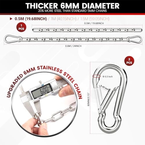 25" Heavy-Duty Hanging Swing Chain - 1000 lb Capacity, Silver