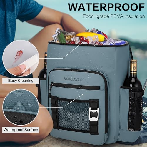 Hulongo Insulated Cooler Backpack 52-Can Capacity Light Blue 30L