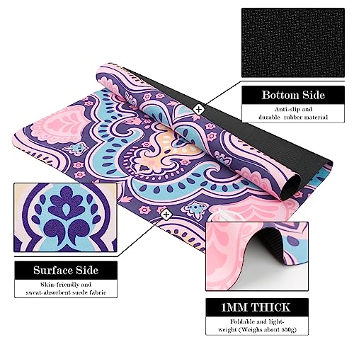 Non-Slip Pilates Reformer Mat - Washable & Foldable, 1 mm Thick, Pink