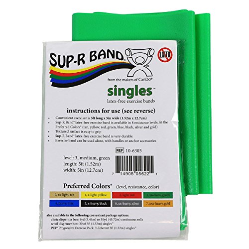 Medium Green Latex Free Exercise Band - 5' Single