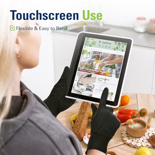 Black Nitrile Gloves, Food Safe Disposable Gloves Latex Free, Rubber Gloves Powder Free for Cooking, Kitchen Clean