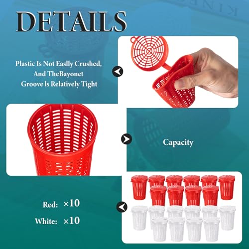 Fishing Bait Cage Trap Set of 20 - Plastic Crawfish Minnow Shrimp Crab Bait Holders