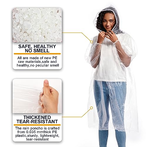 Disposable Rain Ponchos for Adults - 5 Pack Emergency Rain Coat - One Size