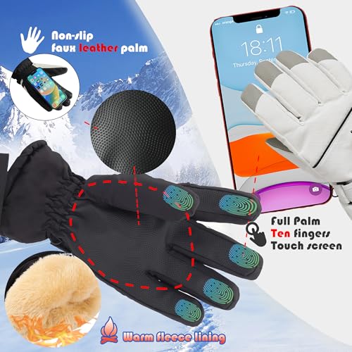 Waterproof Winter Ski Gloves - Black, Size 11.4x4.7in