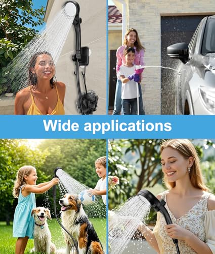 WADEO Silver Gray Portable Shower for Camping, 6000mAh Rechargeable Camp Shower with Digital Display