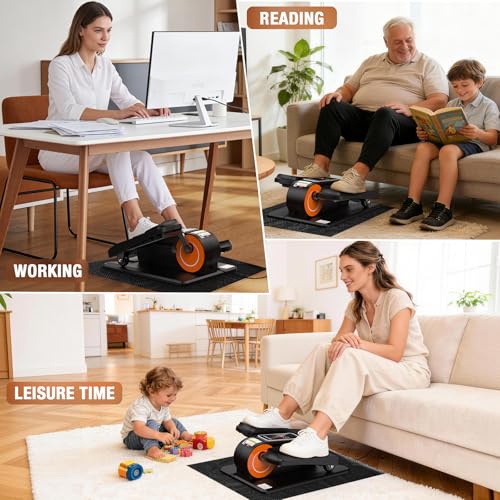 Under Desk Elliptical Machine - Compact Electric Pedal Exerciser with Remote Control & Adjustable Speeds
