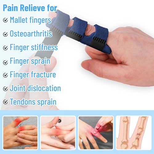 Finger Splint for Arthritis Relief - 4 Pack Blue