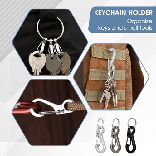12-Piece Mini Carabiner Clips - 1-Inch Zinc Alloy Spring Hooks - 3 Colors