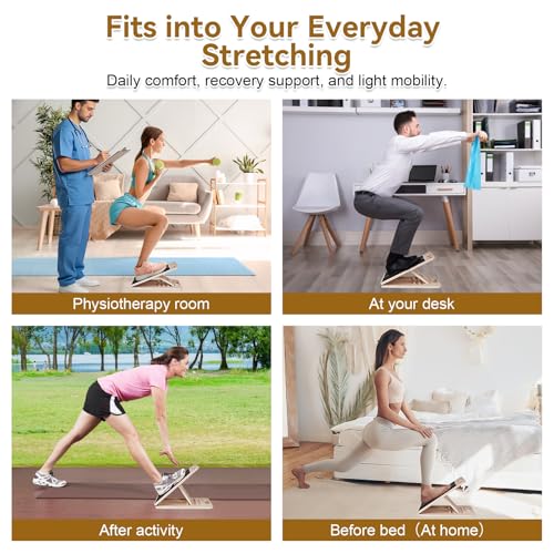 Calf Stretch Board with Resistance Bands - Adjustable Slant Board