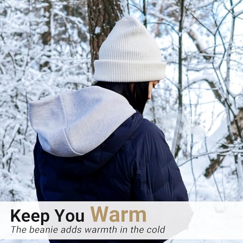 Cuffed Knit Beanie for Women & Men - One Size - White