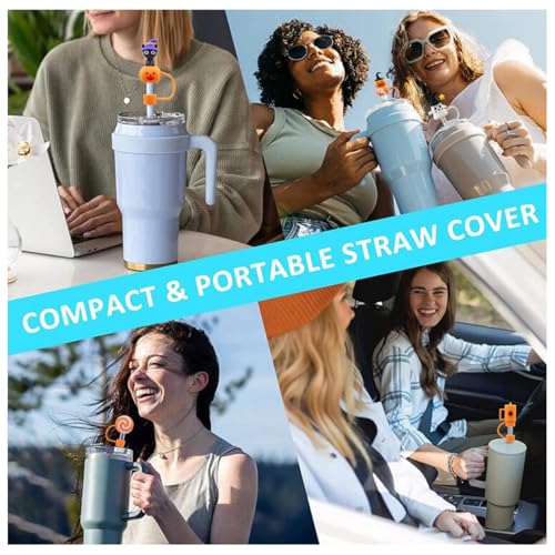 Reusable Straw Cover Caps for 30/40oz Tumblers - 10mm Halloween Set D