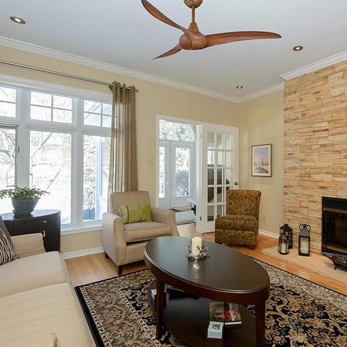 52-Inch Distressed Koa Ceiling Fan with Remote Control
