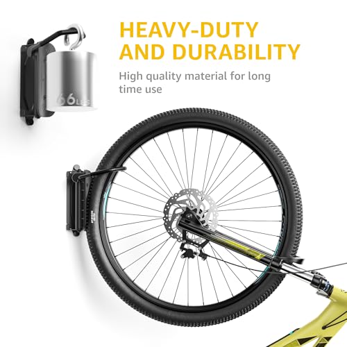 Heavy-Duty Bike Wall Mount - 2 Pack, 150° Swivel Design
